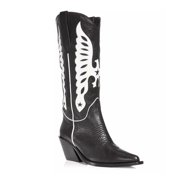 Anine Bing Black Mid Calf Tania Western Boots EU 38/ 7.5 US NEW - Picture 1 of 13